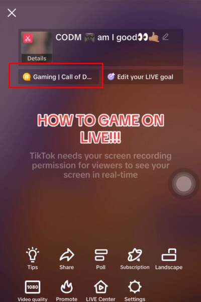 add your live title