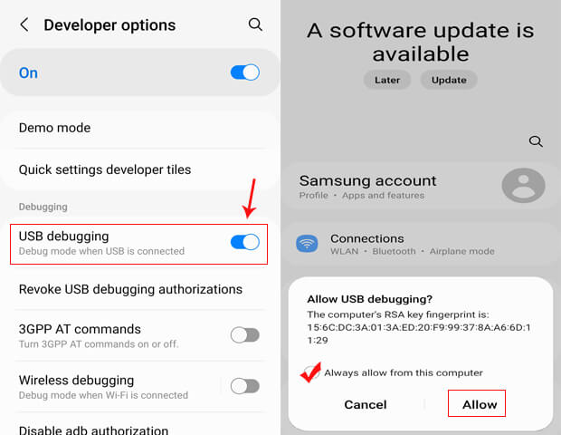 allow usb debugging
