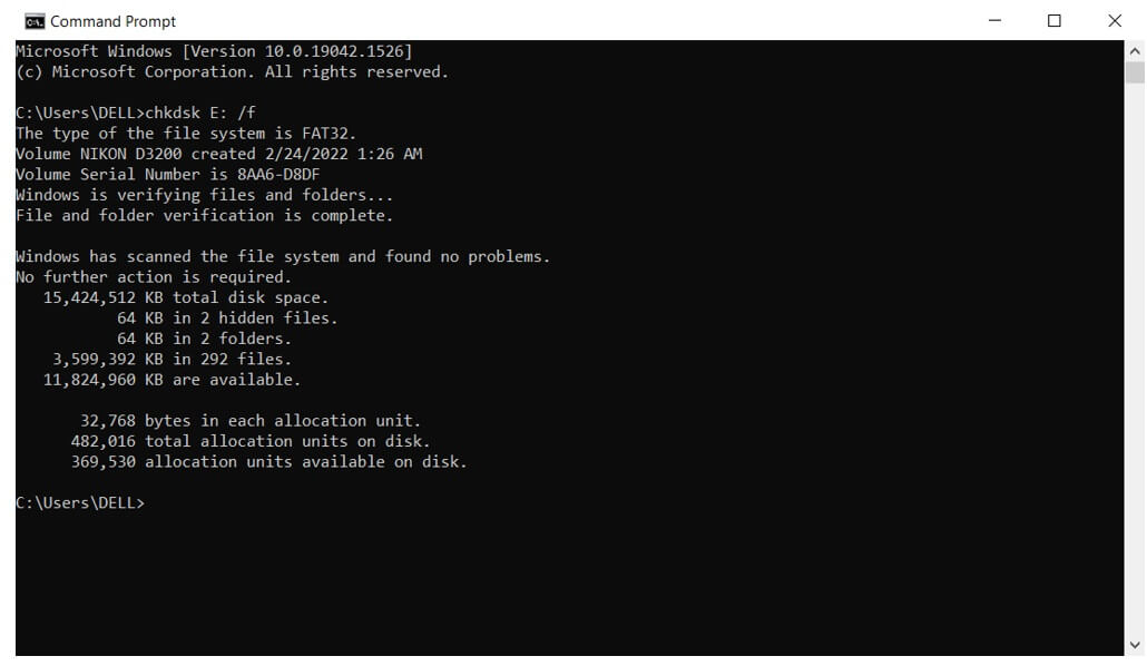 command prompt recover files