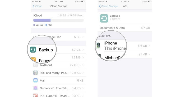 delete icloud backup