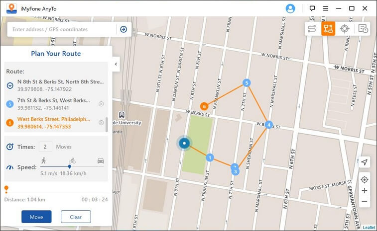 plan a route to move along