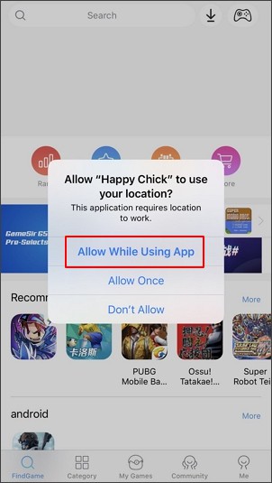 enable location services on happy chick
