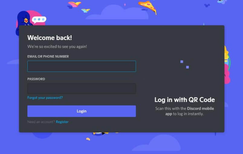 log in discord
