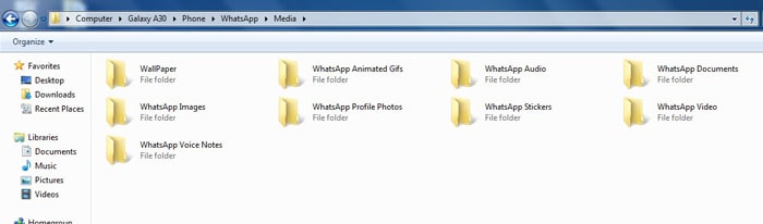 open whatsapp media folder