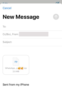 send email with exported whatsapp business chat