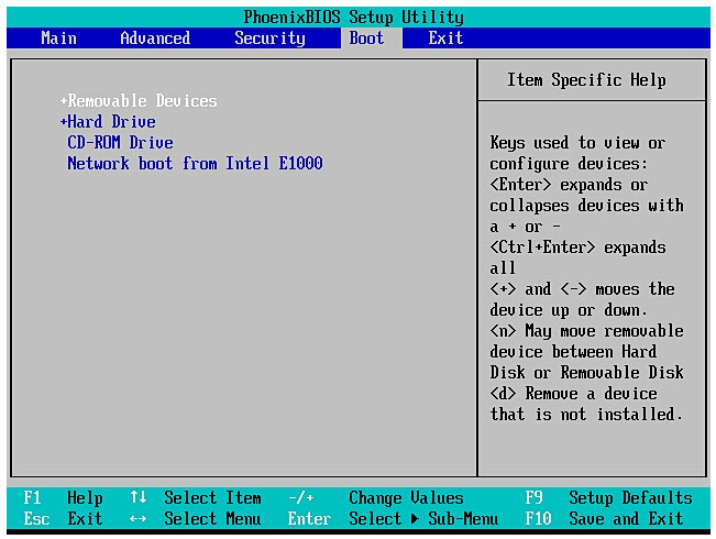 navigate to boot tab