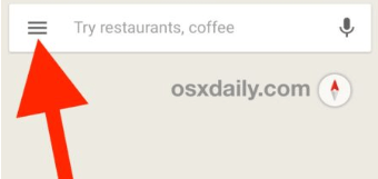 Burger menu on Google Maps